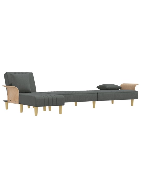 L-formas dīvāngulta, tumši pelēka, 279x140x70 cm, audums