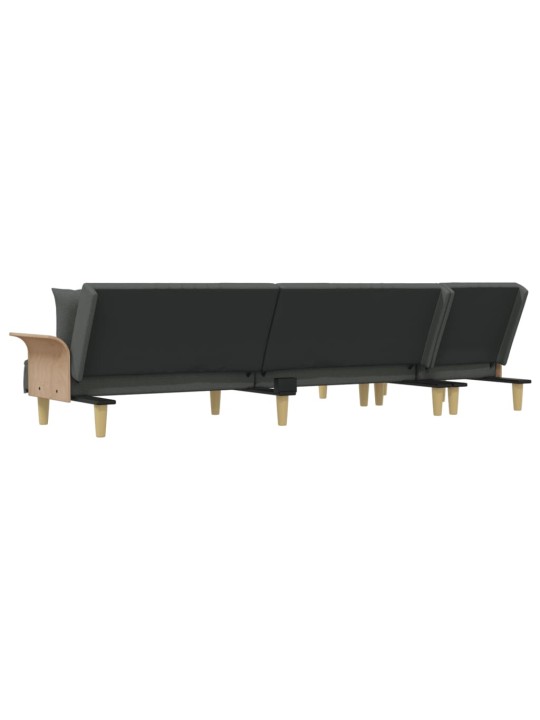 L-formas dīvāngulta, tumši pelēka, 279x140x70 cm, audums