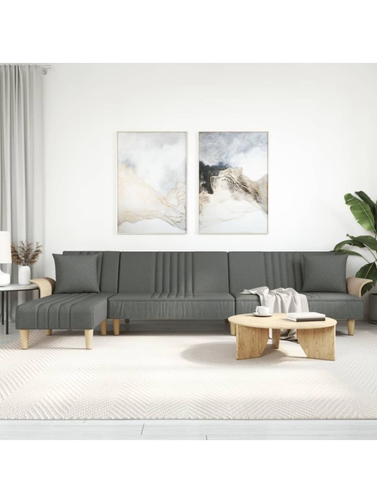 L-formas dīvāngulta, tumši pelēka, 279x140x70 cm, audums