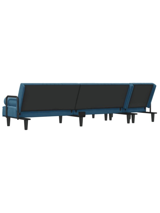 L-formas dīvāngulta, zila, 260x140x70 cm, samts
