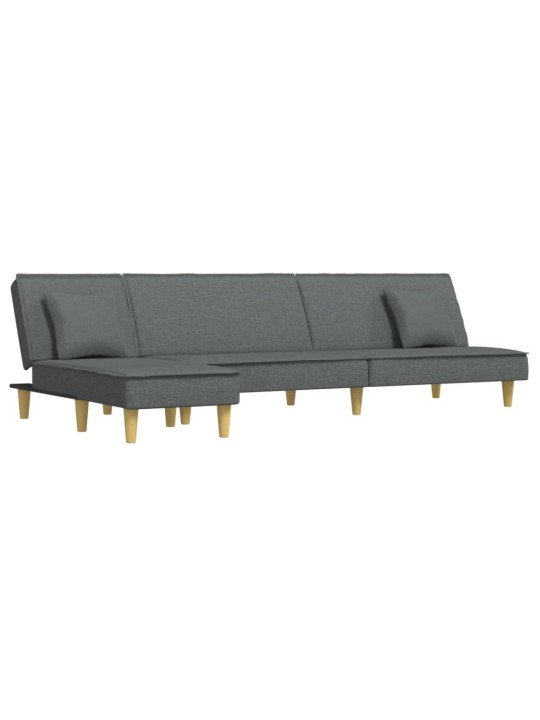 L-formas dīvāngulta, tumši pelēka, 255x140x70 cm, audums