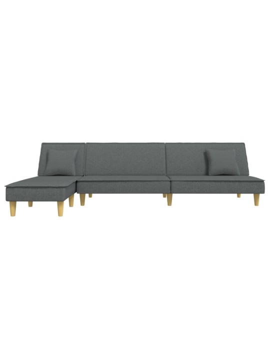 L-formas dīvāngulta, tumši pelēka, 255x140x70 cm, audums