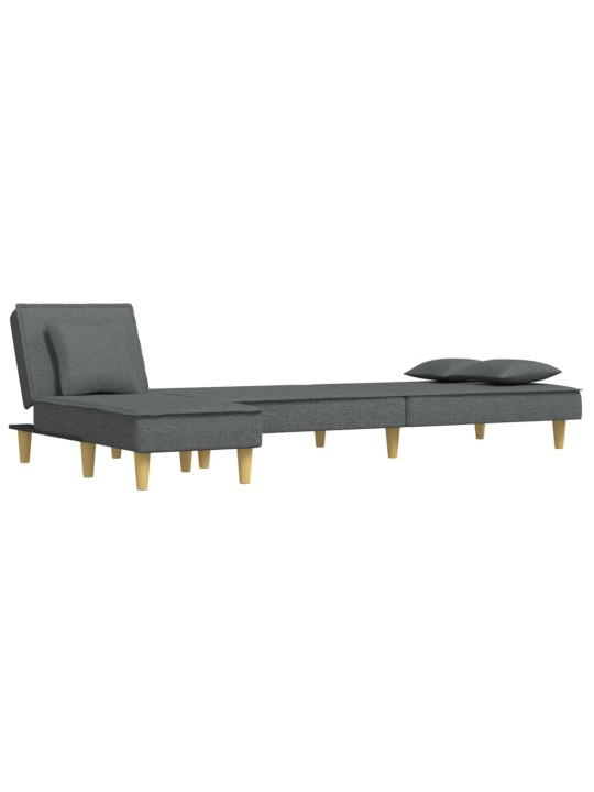 L-formas dīvāngulta, tumši pelēka, 255x140x70 cm, audums