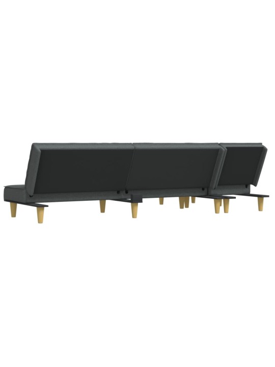 L-formas dīvāngulta, tumši pelēka, 255x140x70 cm, audums