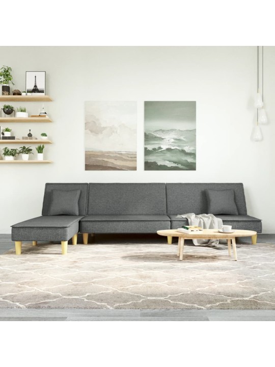 L-formas dīvāngulta, tumši pelēka, 255x140x70 cm, audums