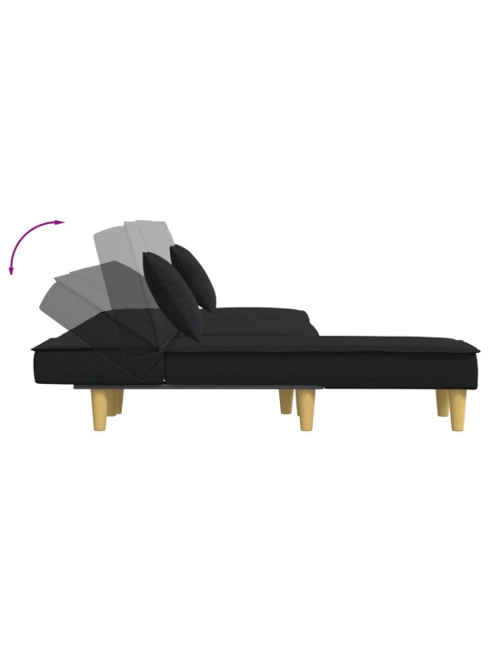 L-formas dīvāngulta, melna, 255x140x70 cm, audums