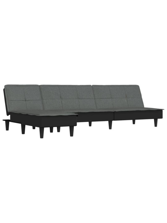 L-formas dīvāngulta, tumši pelēka, 255x140x70 cm, audums