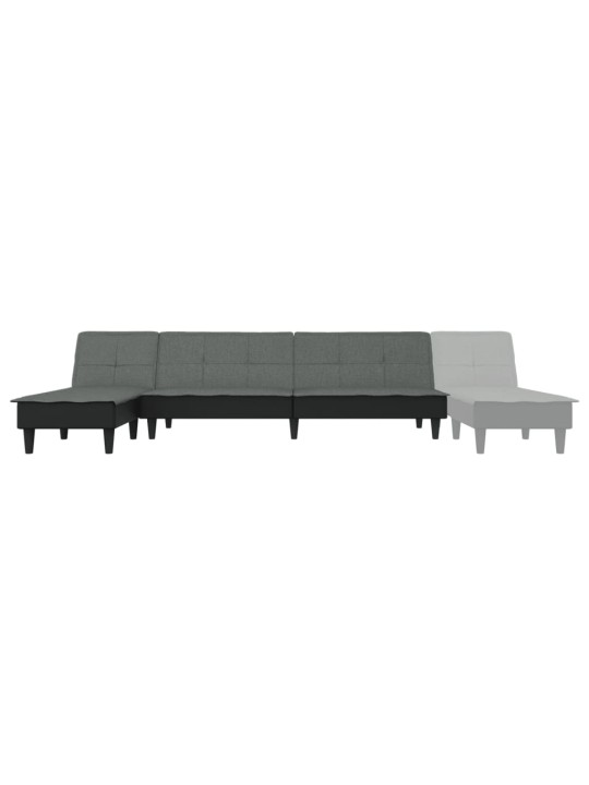 L-formas dīvāngulta, tumši pelēka, 255x140x70 cm, audums