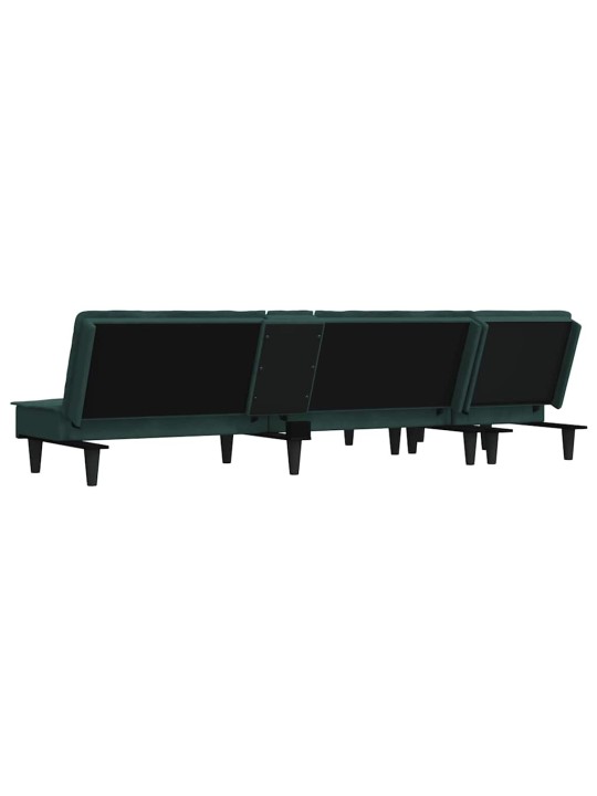 L-formas dīvāngulta, tumši pelēka, 255x140x70 cm, samts