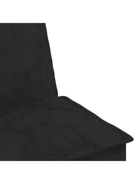 L-formas dīvāns, melns, 255x140x70 cm, samts