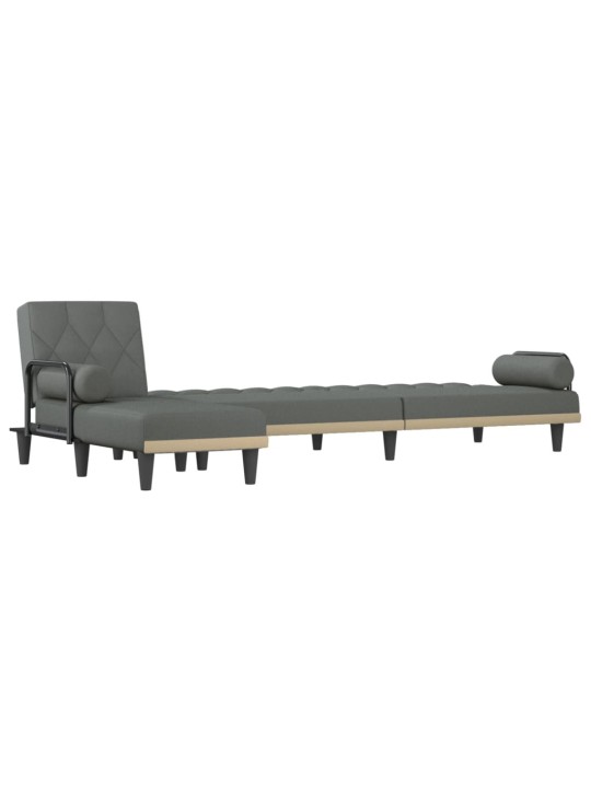 L-formas dīvāngulta, tumši pelēka, 260x140x70 cm, audums