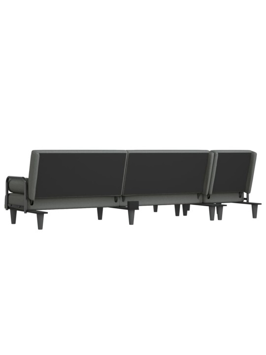 L-formas dīvāngulta, tumši pelēka, 260x140x70 cm, audums