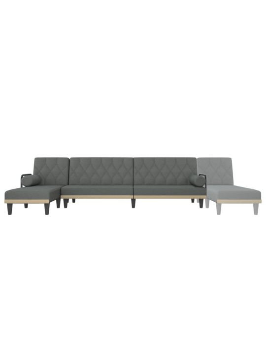 L-formas dīvāngulta, tumši pelēka, 260x140x70 cm, audums