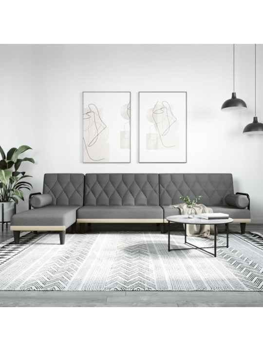 L-formas dīvāngulta, tumši pelēka, 260x140x70 cm, audums