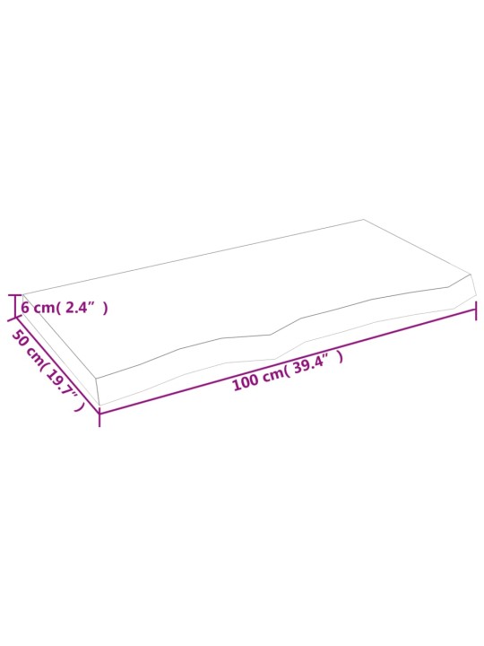 Vannasistabas virsma, 100x50x(2-6) cm , neapstrādāts masīvkoks