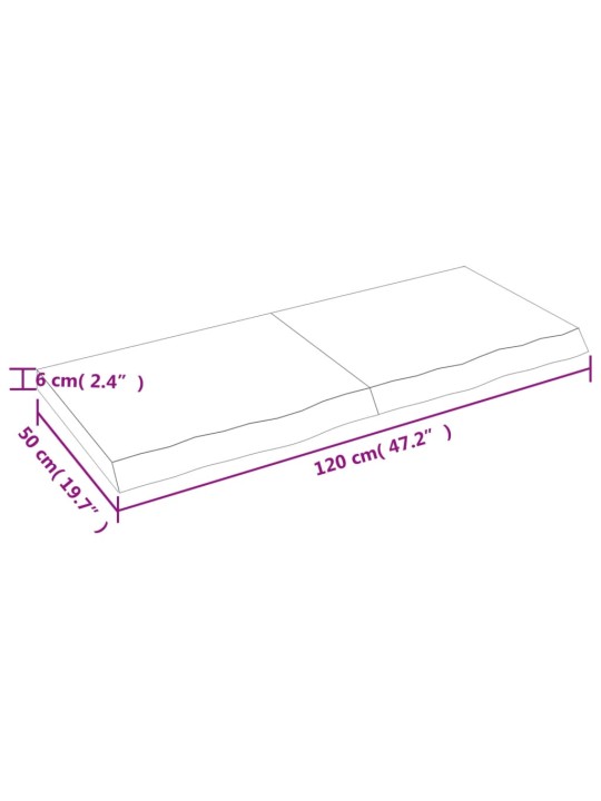 Vannasistabas virsma, 120x50x(2-6) cm , neapstrādāts masīvkoks