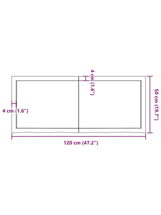 Vannasistabas virsma, 120x50x(2-6) cm , neapstrādāts masīvkoks
