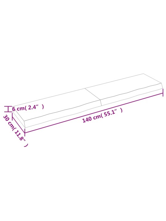 Vannasistabas letes virsma 140x30x(2-6)cm apstrādāts masīvkoks