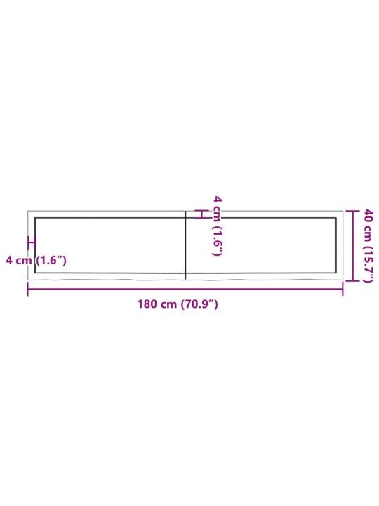 Vannasistabas letes virsma 180x40x(2-6)cm apstrādāts masīvkoks