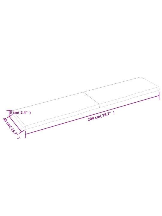 Vannasistabas letes virsma 200x40x(2-6)cm apstrādāts masīvkoks