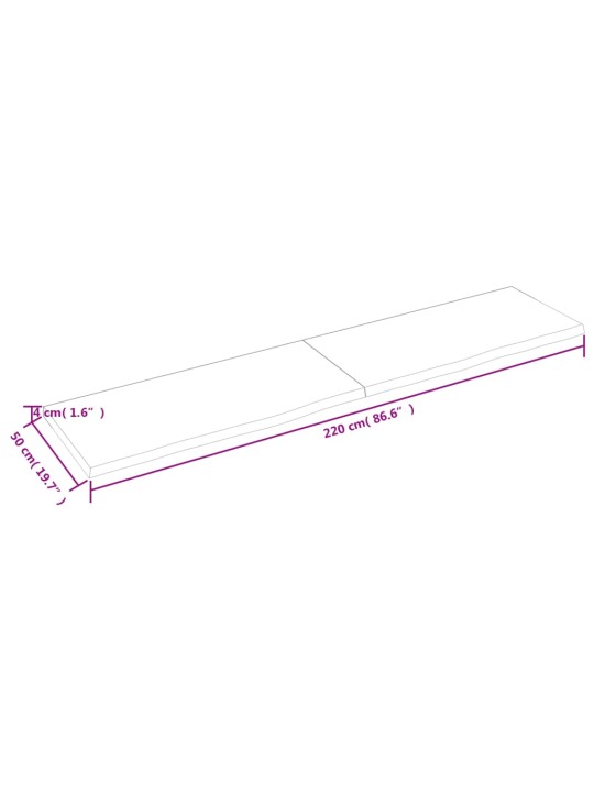 Vannasistabas letes virsma 220x50x(2-4)cm apstrādāts masīvkoks