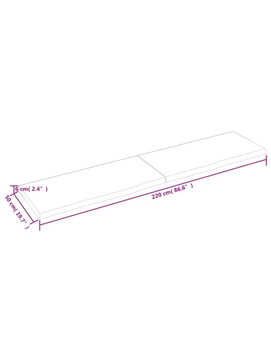 Vannasistabas letes virsma 220x50x(2-6)cm apstrādāts masīvkoks