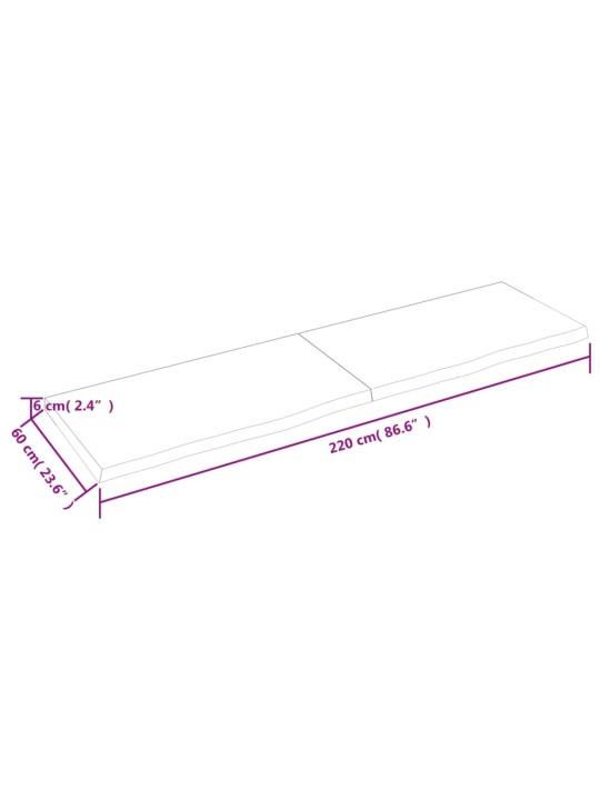 Vannasistabas letes virsma 220x60x(2-6)cm apstrādāts masīvkoks