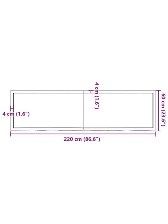 Vannasistabas letes virsma 220x60x(2-6)cm apstrādāts masīvkoks