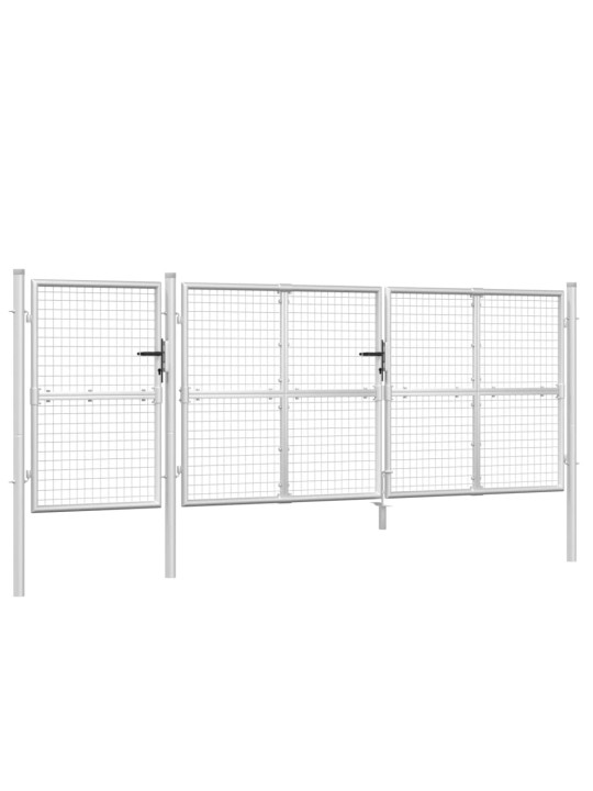 Dārza vārti ar sietu, sudraba krāsa, 400x175 cm, tērauds