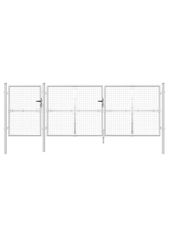 Dārza vārti ar sietu, sudraba krāsa, 400x175 cm, tērauds
