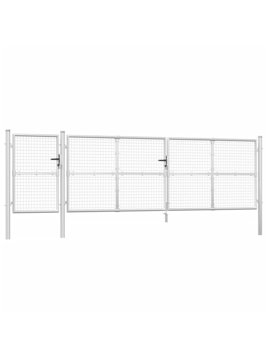 Dārza vārti ar sietu, sudraba krāsa, 500x175 cm, tērauds