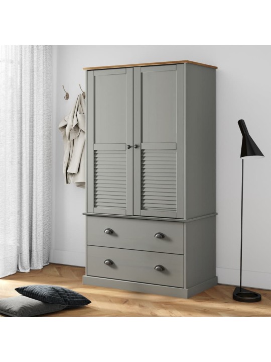 Skapis vigo, 90x55x170 cm, priedes masīvkoks, pelēks