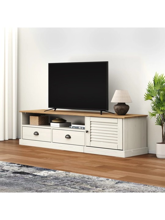 Tv skapītis vigo, 156x40x40 cm, priedes masīvkoks, balts