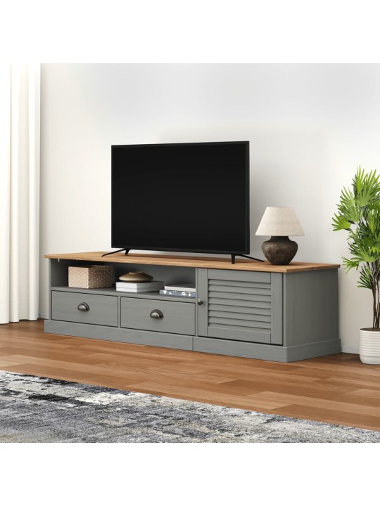 Tv skapītis vigo, 156x40x40 cm, priedes masīvkoks, pelēks