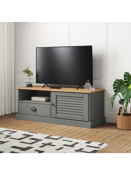 Tv skapītis vigo, 106x40x40 cm, priedes masīvkoks, pelēks