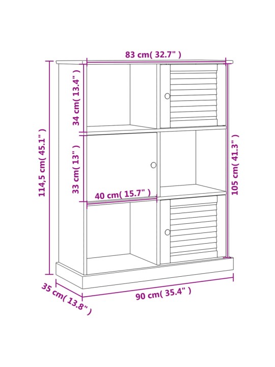Grāmatu plaukts vigo, pelēks, 90x35x114,5 cm, priedes masīvkoks