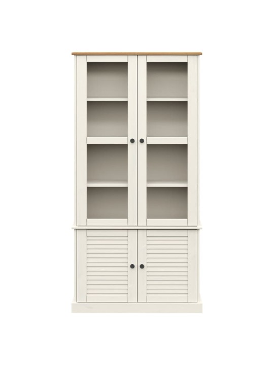 Skapis ar stikla durvīm vigo, balts, 85x35x170 cm, priedes koks