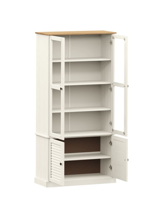 Skapis ar stikla durvīm vigo, balts, 85x35x170 cm, priedes koks