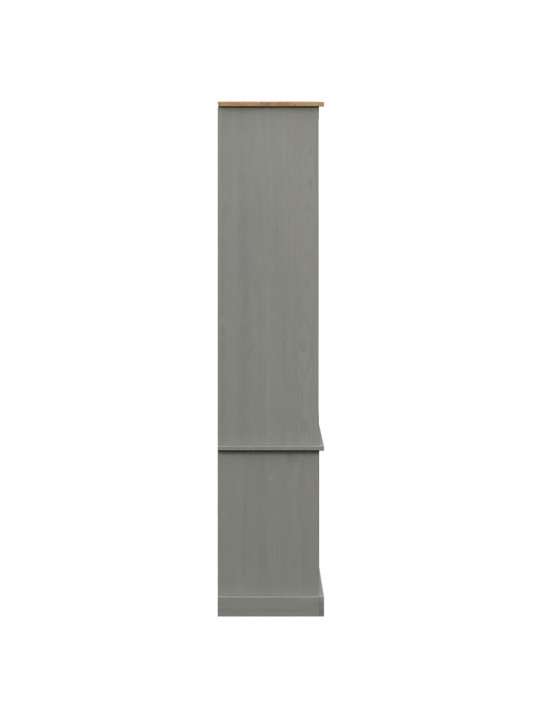 Skapis ar stikla durvīm vigo, pelēks, 85x35x170cm, priedes koks