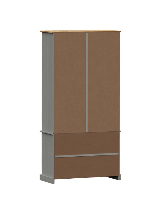 Skapis ar stikla durvīm vigo, pelēks, 85x35x170cm, priedes koks