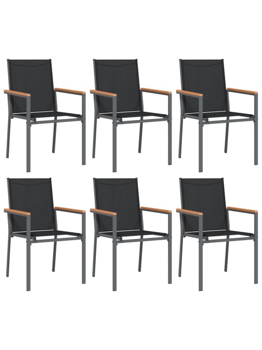 7-daļīgs dārza mēbeļu komplekts, tekstilēns un tērauds, melns