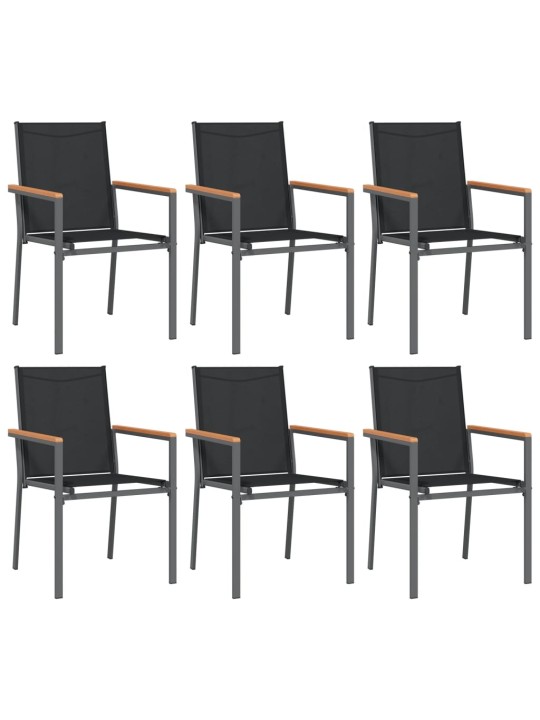 7-daļīgs dārza mēbeļu komplekts, tekstilēns un tērauds, melns