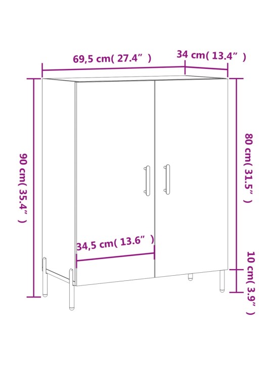 Kumode, balta, 69,5x34x90 cm, inženierijas koks