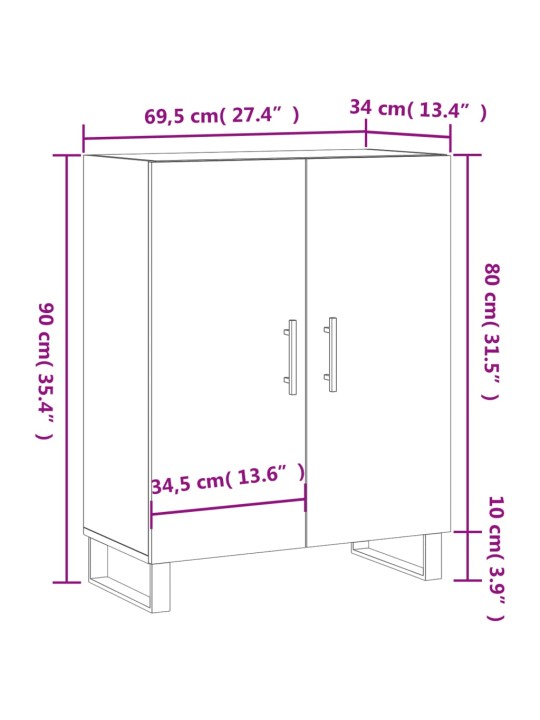 Kumode, balta, 69,5x34x90 cm, inženierijas koks