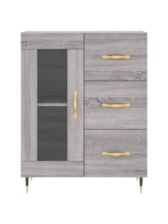 Kumode, pelēka ozolkoka, 69,5x34x90 cm, inženierijas koks