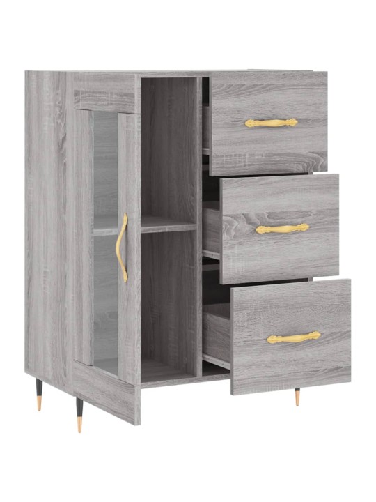 Kumode, pelēka ozolkoka, 69,5x34x90 cm, inženierijas koks