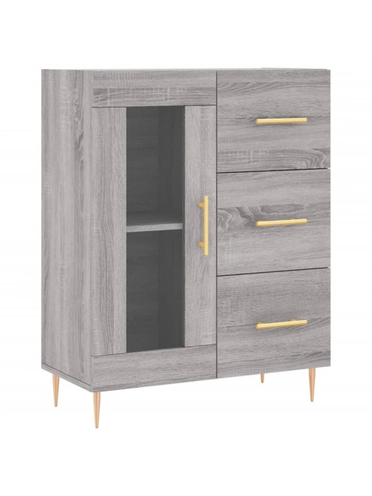 Kumode, pelēka ozolkoka, 69,5x34x90 cm, inženierijas koks
