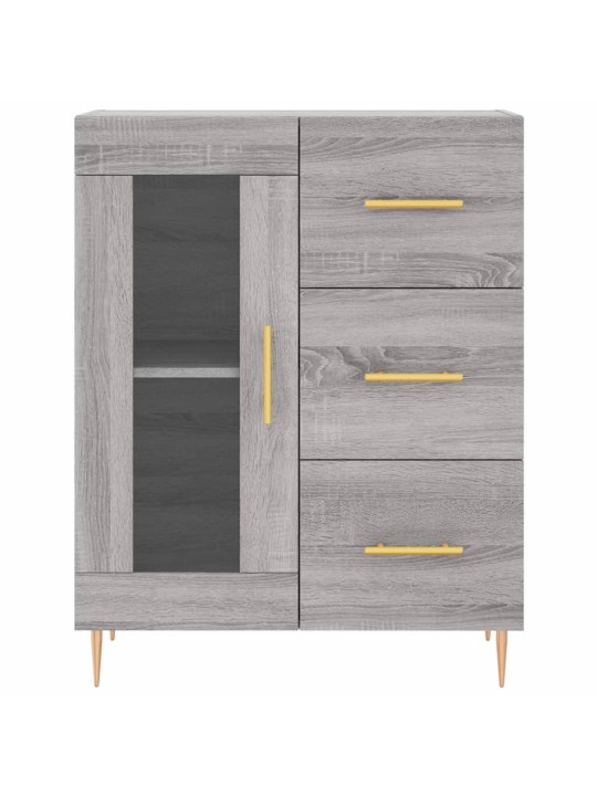Kumode, pelēka ozolkoka, 69,5x34x90 cm, inženierijas koks
