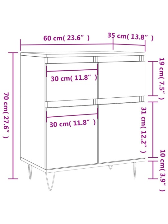 Kumode, melns, 60x35x70 cm, inženierijas koks