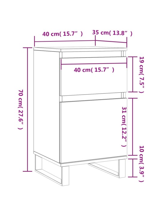 Kumode, balta, 40x35x70 cm, inženierijas koks